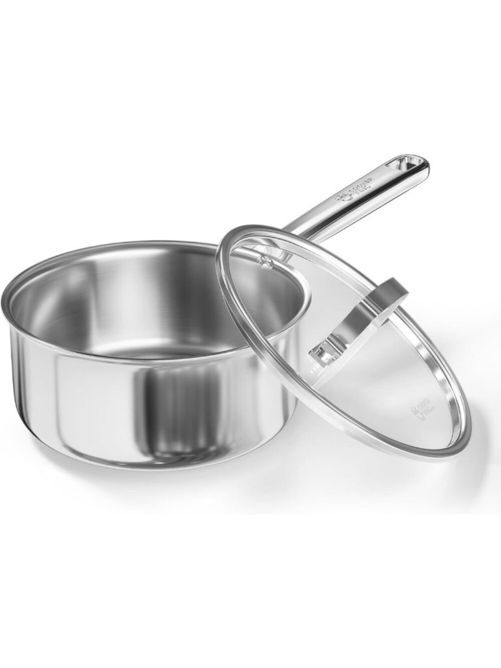 2.0 QT Tri-Ply Clad Stainless Steel Sauce Pan with Lid - Durable Cookware